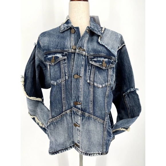 Free PEOPLE X Sandrine Rose Patchwork Jean Jacket Size M NWT - Picture 8 of 14
